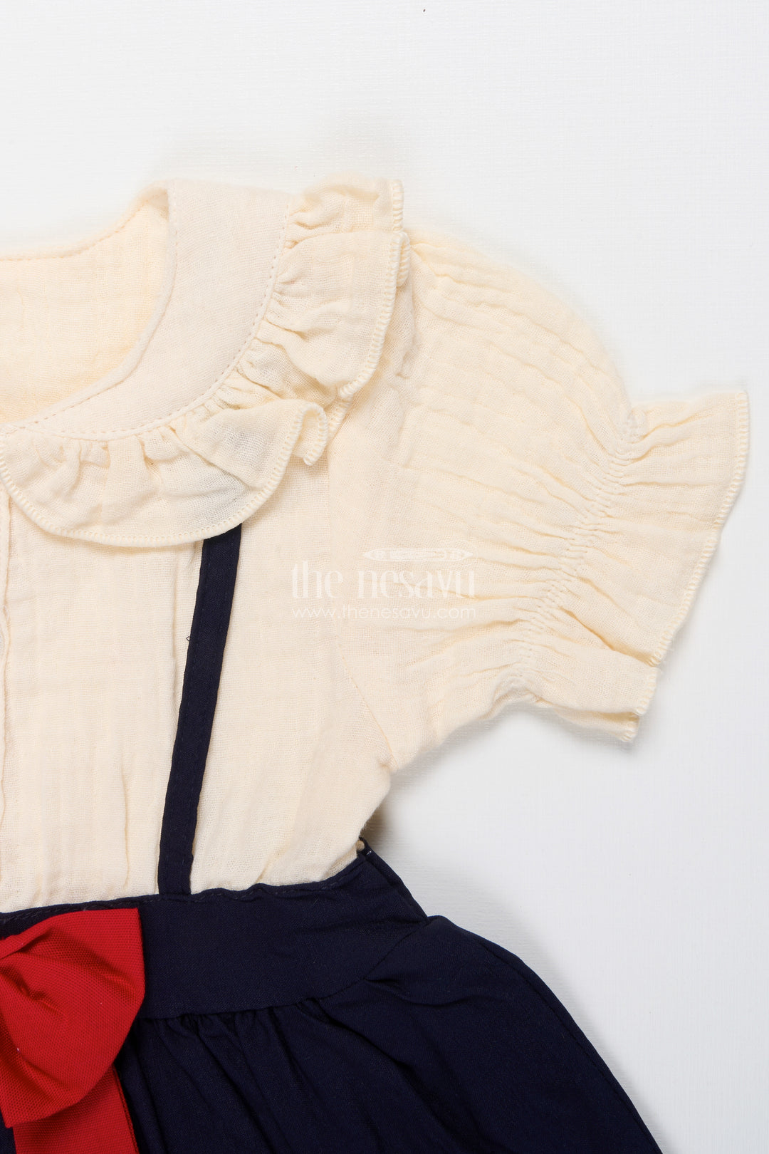 Muslin Cotton Frock for Baby Girls with Bow Detail and Button Front