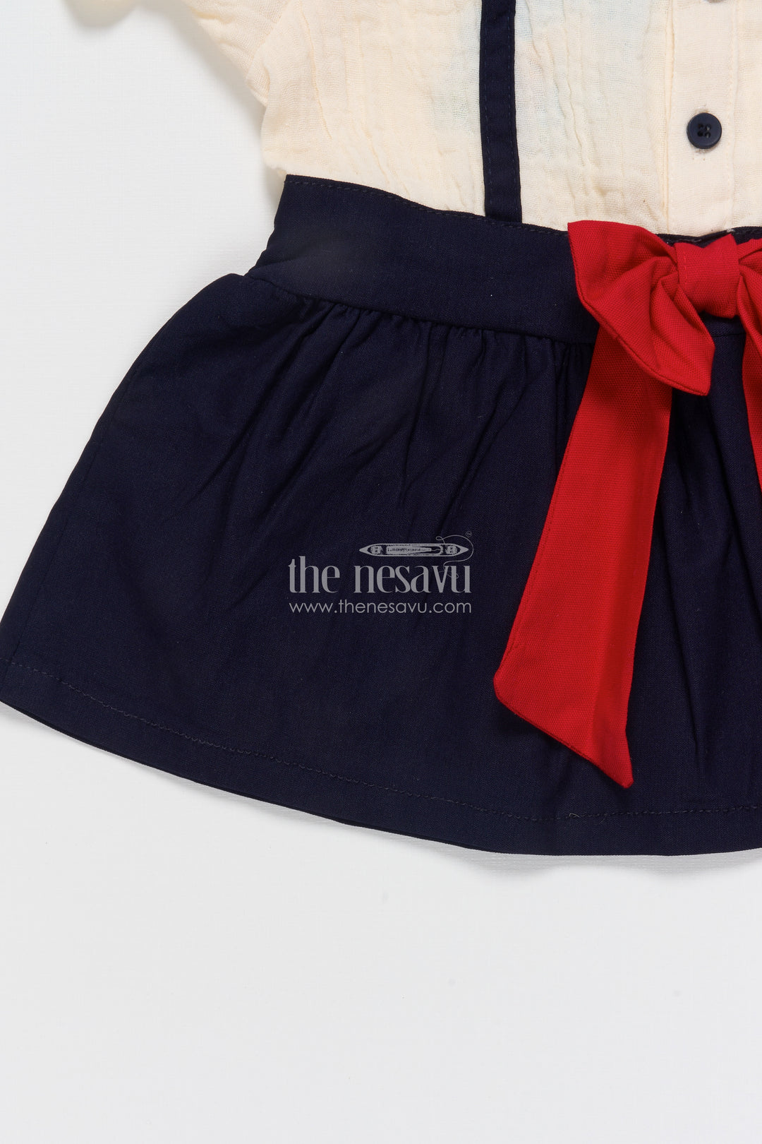 Muslin Cotton Frock for Baby Girls with Bow Detail and Button Front