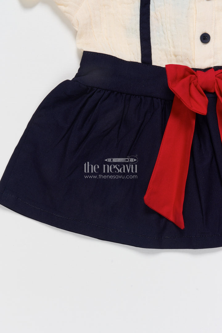 Muslin Cotton Frock for Baby Girls with Bow Detail and Button Front