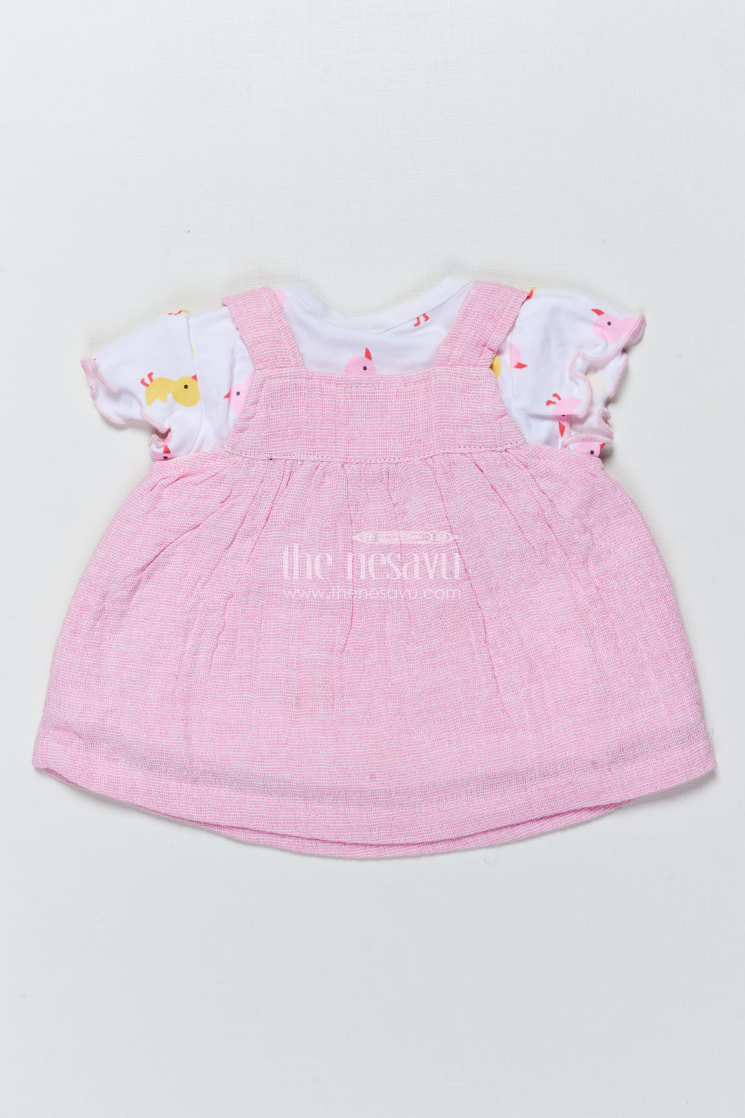 Baby Girl Frock with Embroidered Ducks for Playful Outings and Photo Days