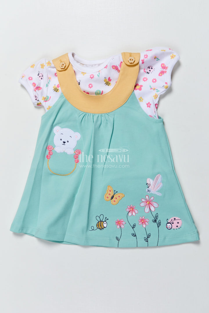 Girls Casual Cotton Dress Set with Bear Embroidery for Everyday Wear