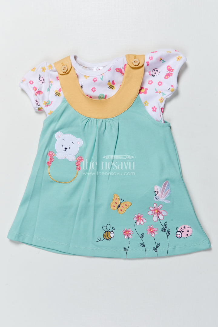 Girls Casual Cotton Dress Set with Bear Embroidery for Everyday Wear