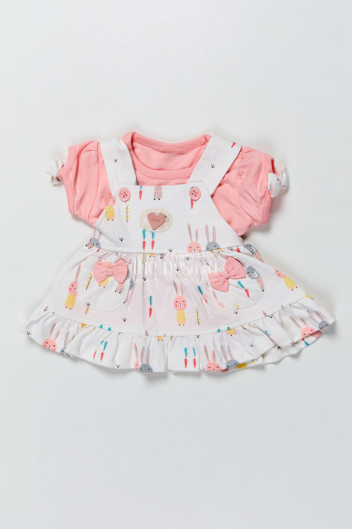 Baby Girl Frock with Bunny Print and Bows for Playful Everyday Wear