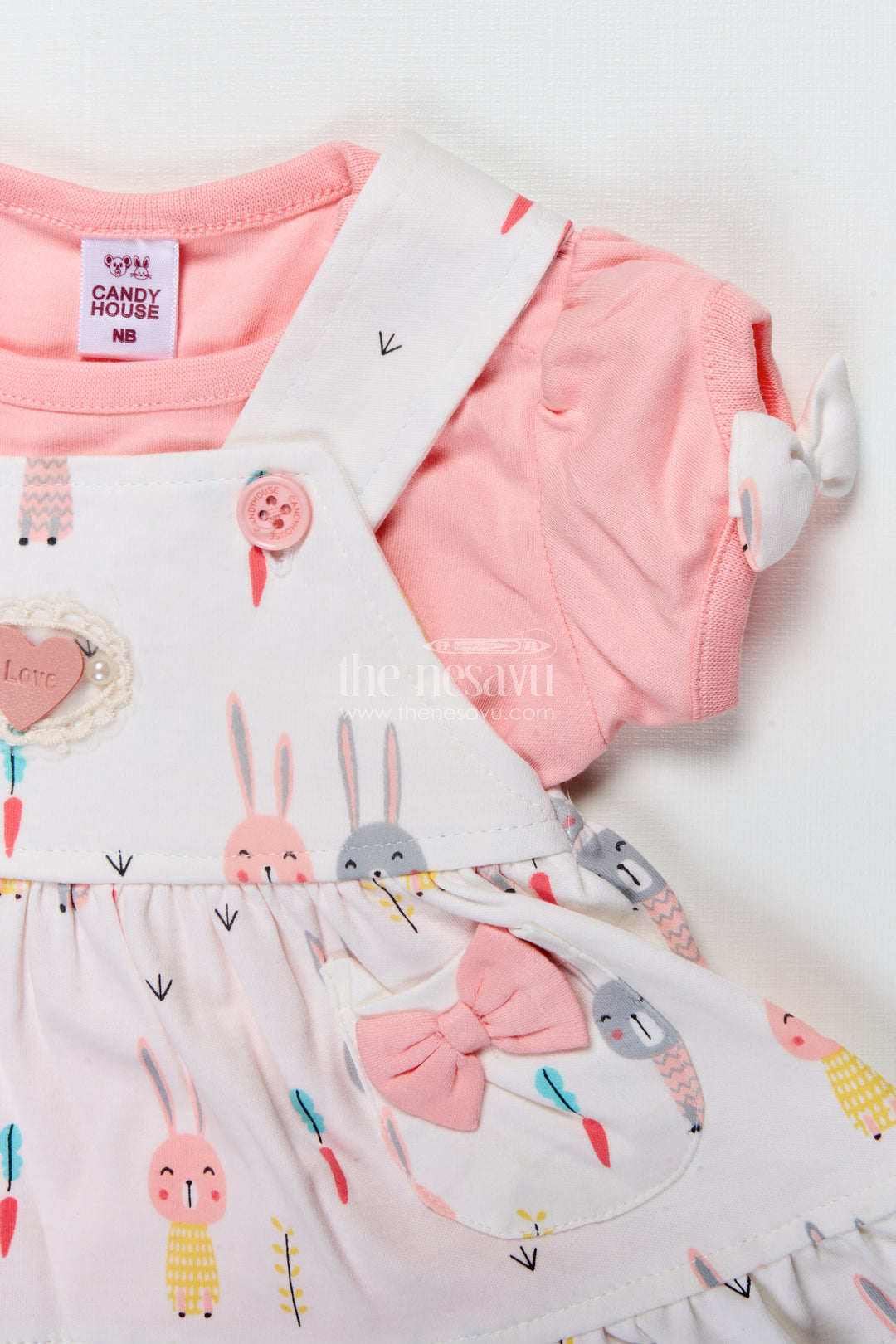 Baby Girl Frock with Bunny Print and Bows for Playful Everyday Wear