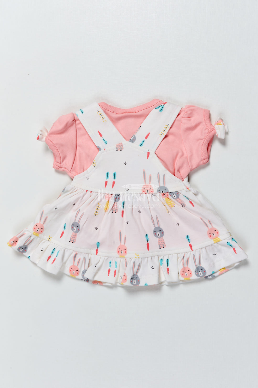 Baby Girl Frock with Bunny Print and Bows for Playful Everyday Wear