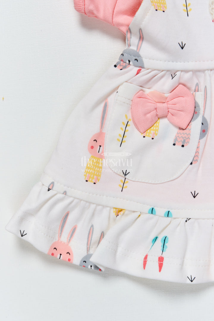 Baby Girl Frock with Bunny Print and Bows for Playful Everyday Wear