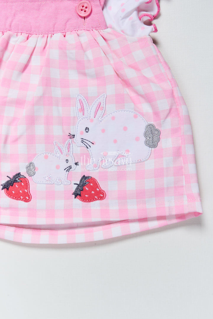 Baby Girl Frock with Bunny and Strawberry Appliqué for Adorable Everyday Style