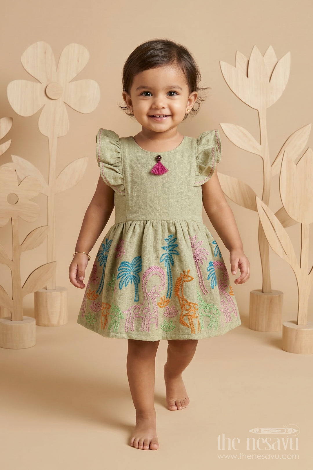 Baby Girl Embroidered Cotton Frock for Festive Outings and Celebrations