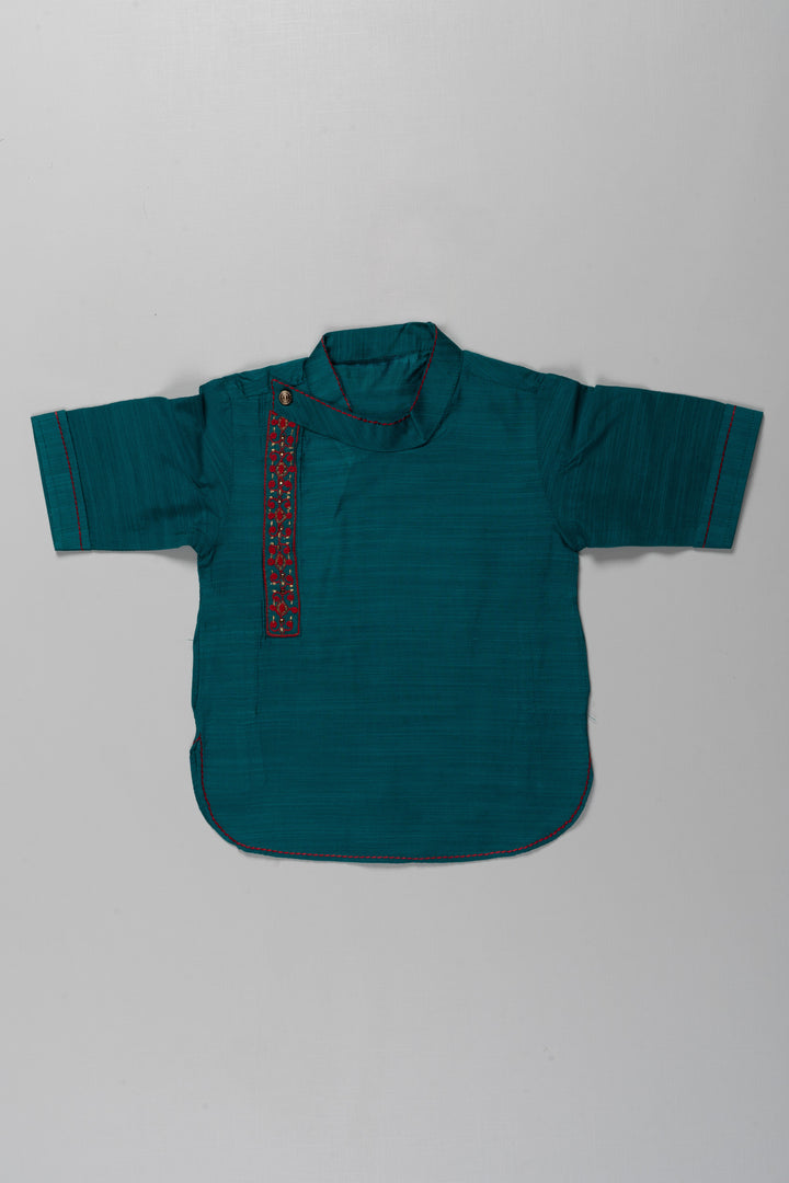 Boys Green Cotton Blend Shirt with Embroidery Detail and new trend shirts Look for Everyday Fashion
