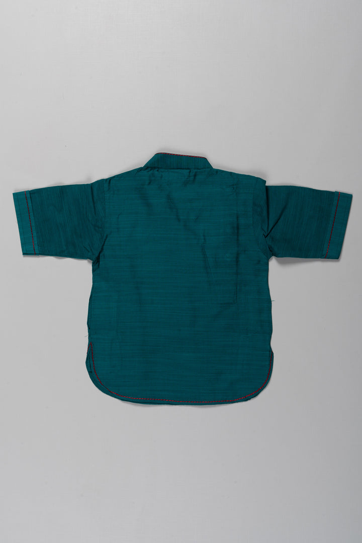 Boys Green Cotton Blend Shirt with Embroidery Detail and new trend shirts Look for Everyday Fashion