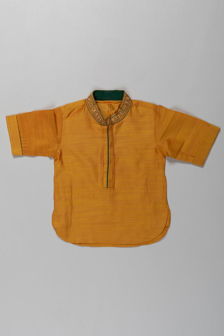 Boys Yellow Cotton Blend Shirt with Decorative Collar and Fine Stitching for business casual shirts Look