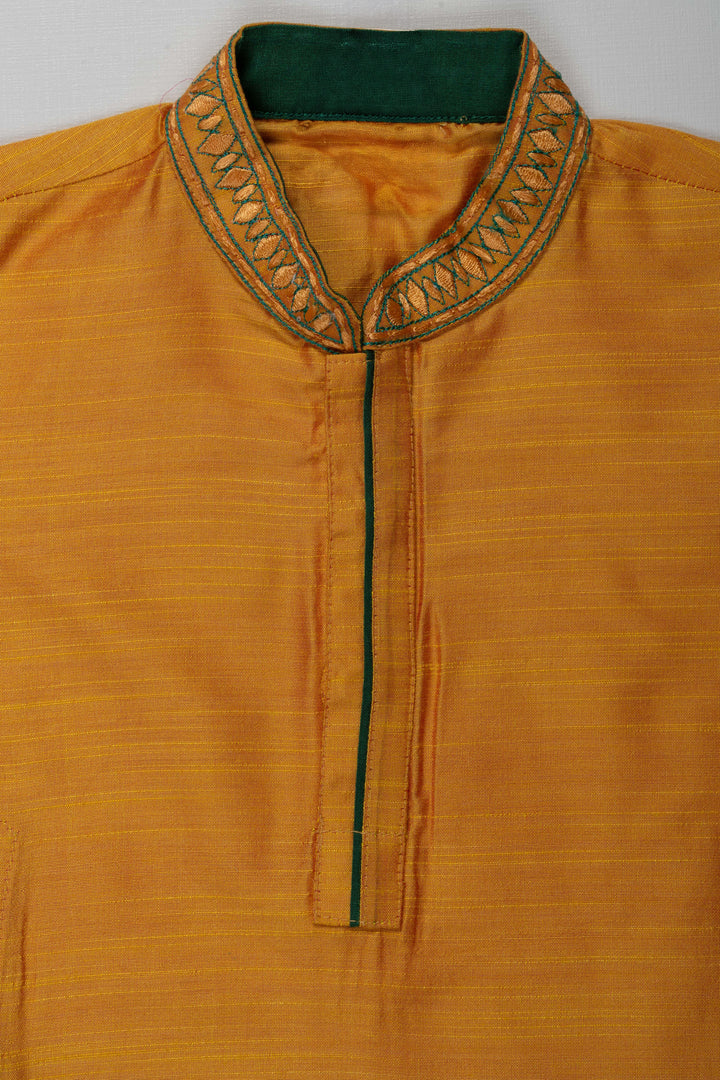 Boys Yellow Cotton Blend Shirt with Decorative Collar and Fine Stitching for business casual shirts Look
