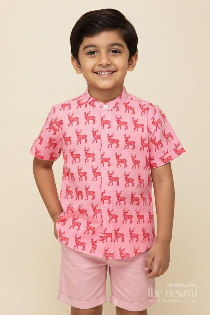 Boys Animal Print Cotton Shirt for Everyday Wear and Playful Outings