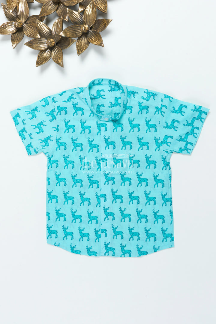 Boys Cotton Shirt with Fun Animal Print for School and Casual Wear