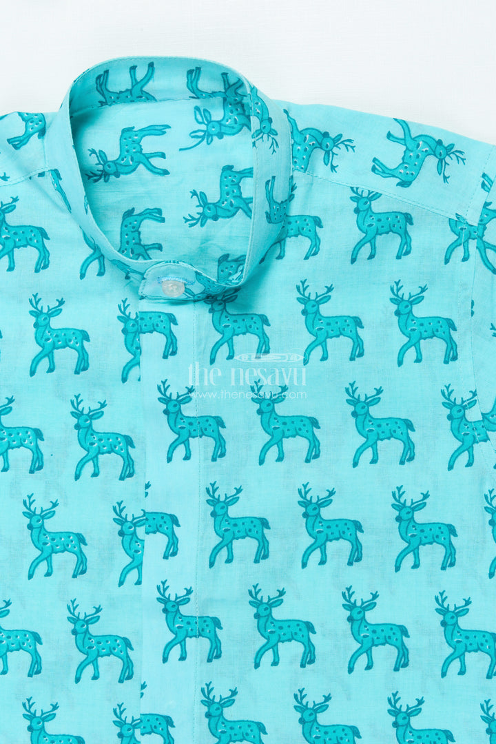 Boys Cotton Shirt with Fun Animal Print for School and Casual Wear