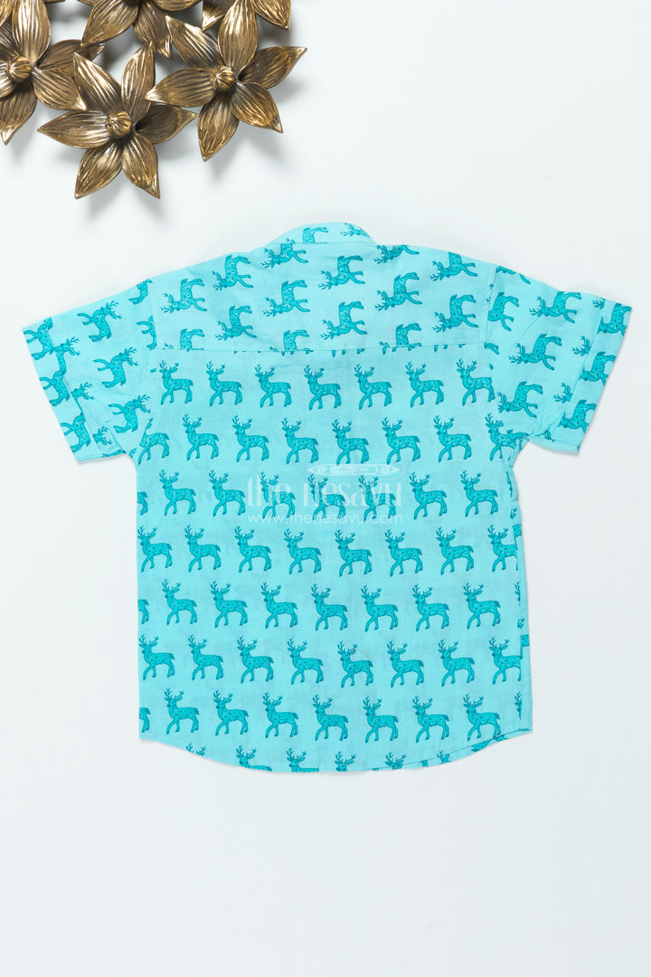 Boys Cotton Shirt with Fun Animal Print for School and Casual Wear