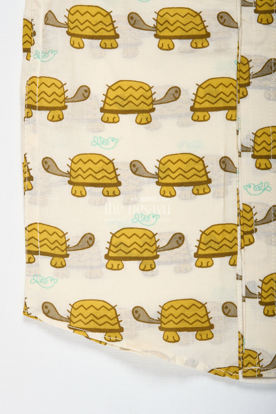 Boys Cotton Shirt With Mustard Turtle Print For Ethnic Gatherings