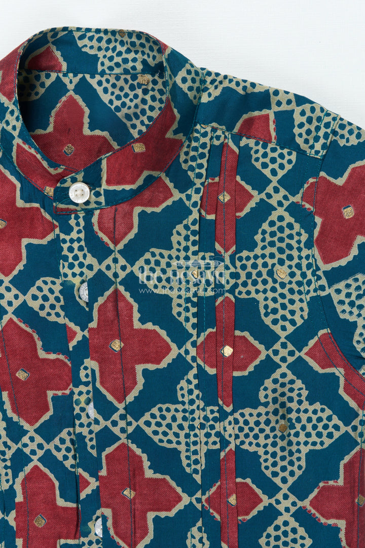 Boys Festive Printed Shirt for Ethnic Day and Casual Functions