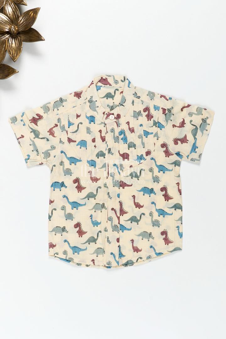 Safari Dinosaur Print Shirt For Boys Soft Cotton For Toddler Wear