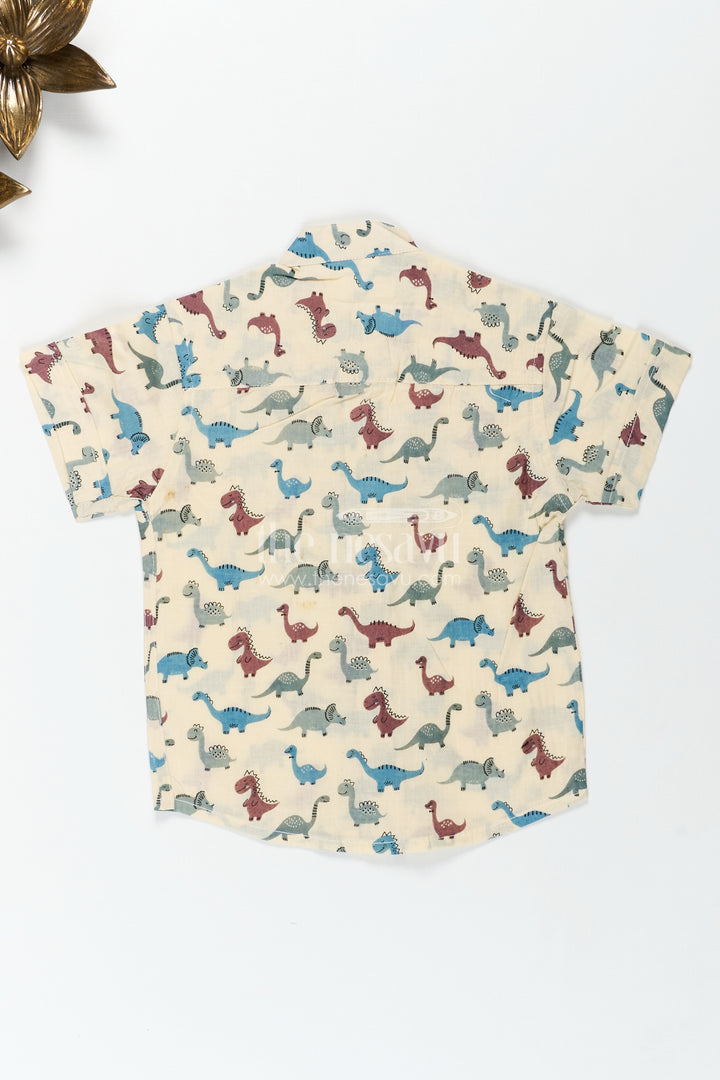Safari Dinosaur Print Shirt For Boys Soft Cotton For Toddler Wear