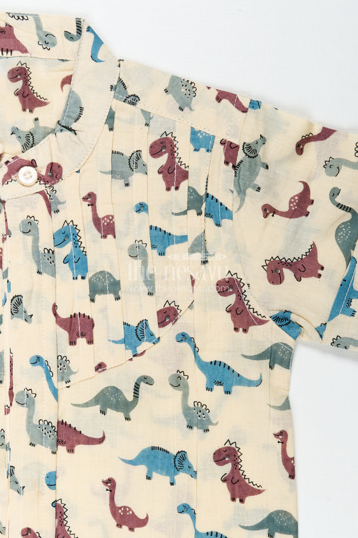 Safari Dinosaur Print Shirt For Boys Soft Cotton For Toddler Wear