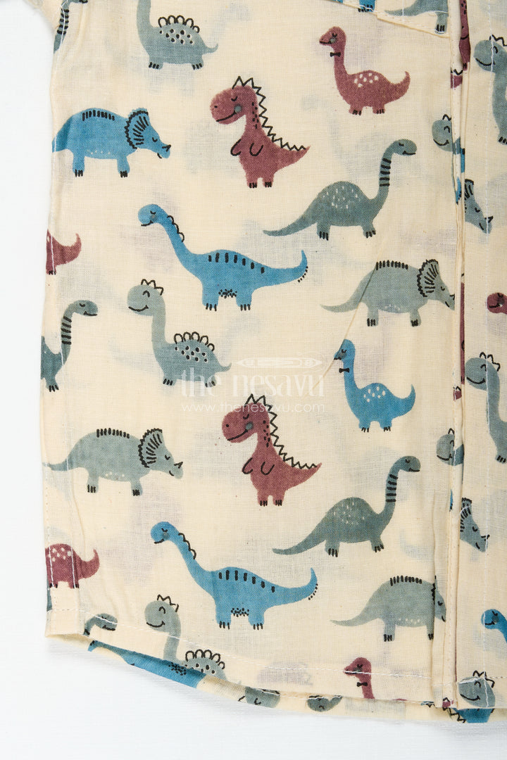 Safari Dinosaur Print Shirt For Boys Soft Cotton For Toddler Wear