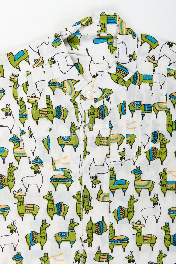 Jungle Theme Animal Print Shirt For Boys Lightweight Summer Wear