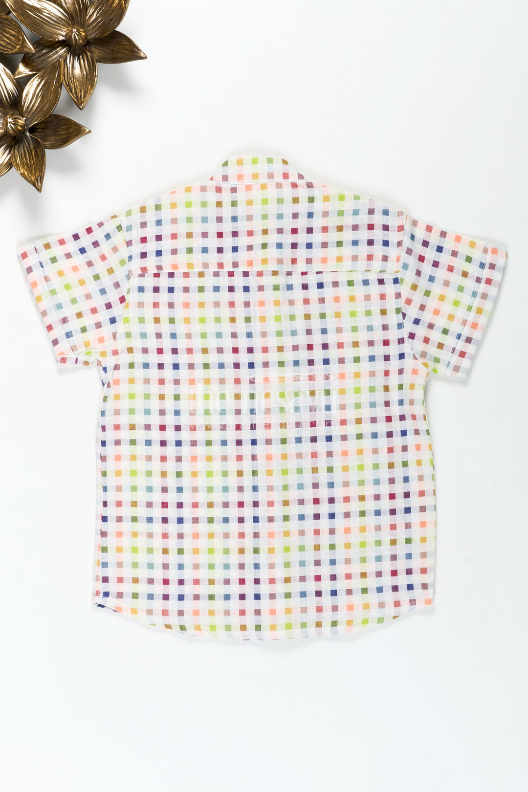 Multicolour Shirt for Boys in Lightweight Muslin Cotton with Checkered Design and Breezy Fit