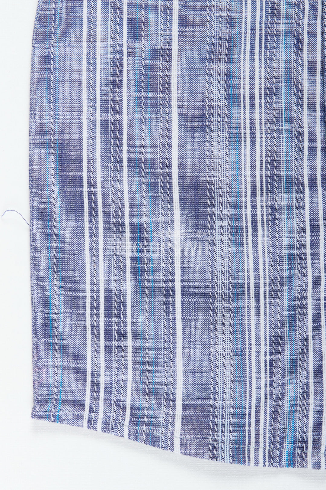 Checked Cotton Shirt in Indigo Blue for Boys with Textured Vertical Weave and Smart Collar Design
