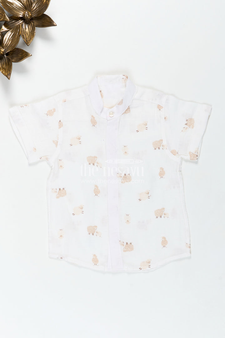 Elephant Print Shirt Boys in Muslin Cotton with Digital Safari-Themed Pattern for Comfortable Everyday Wear