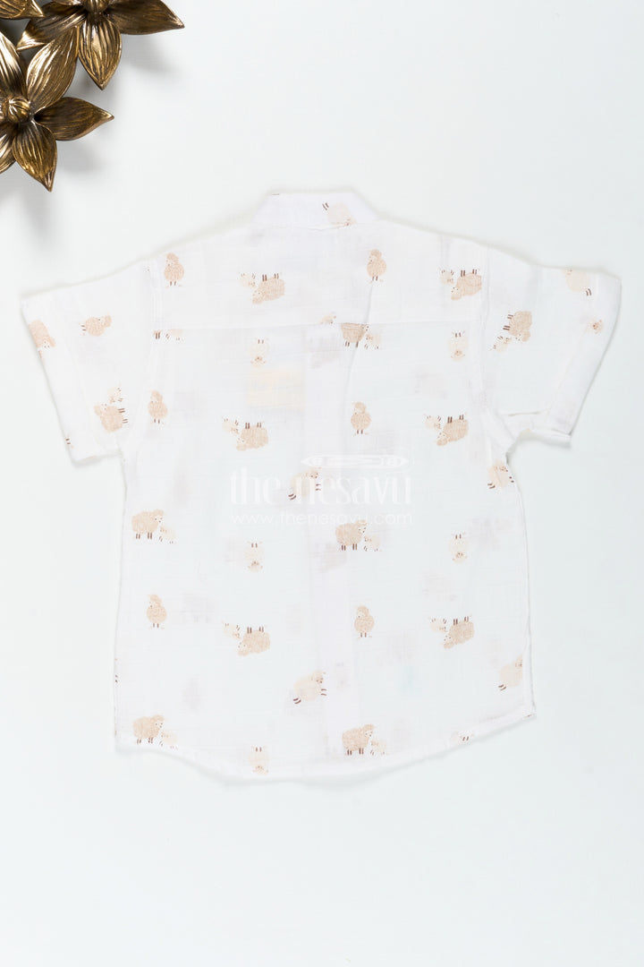 Elephant Print Shirt Boys in Muslin Cotton with Digital Safari-Themed Pattern for Comfortable Everyday Wear