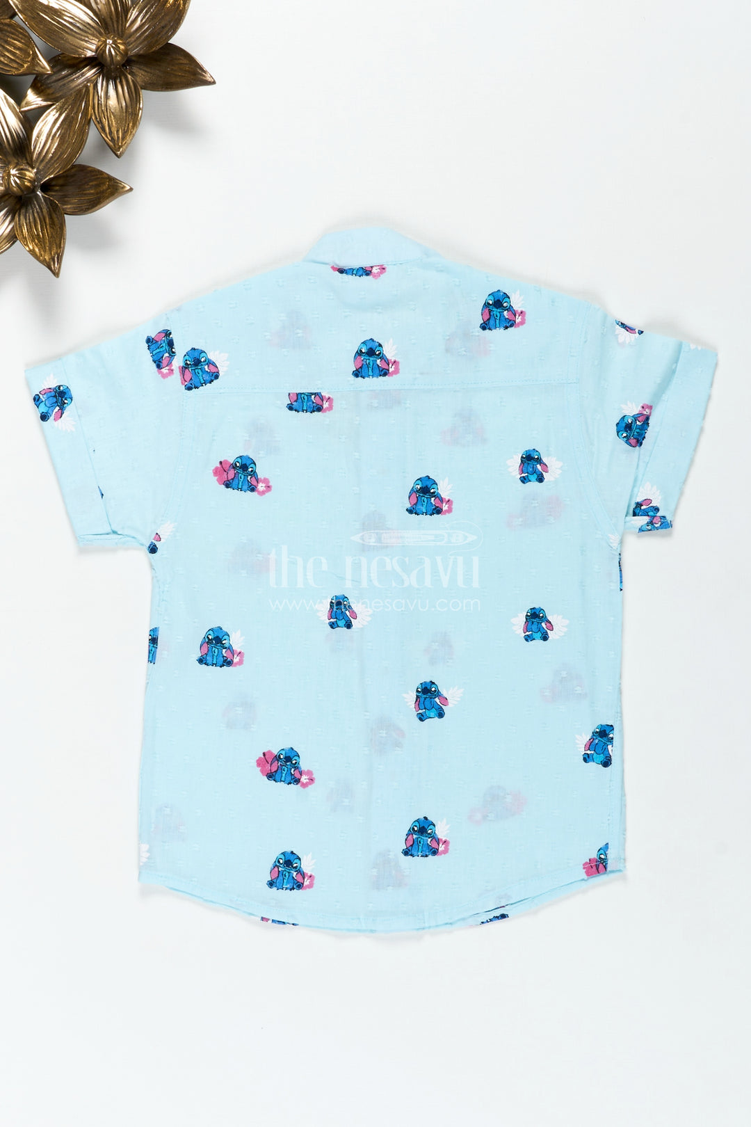Fun Casual Shirt for Toddlers in Designer Georgette with Digital Cartoon Print on Light Aqua Base