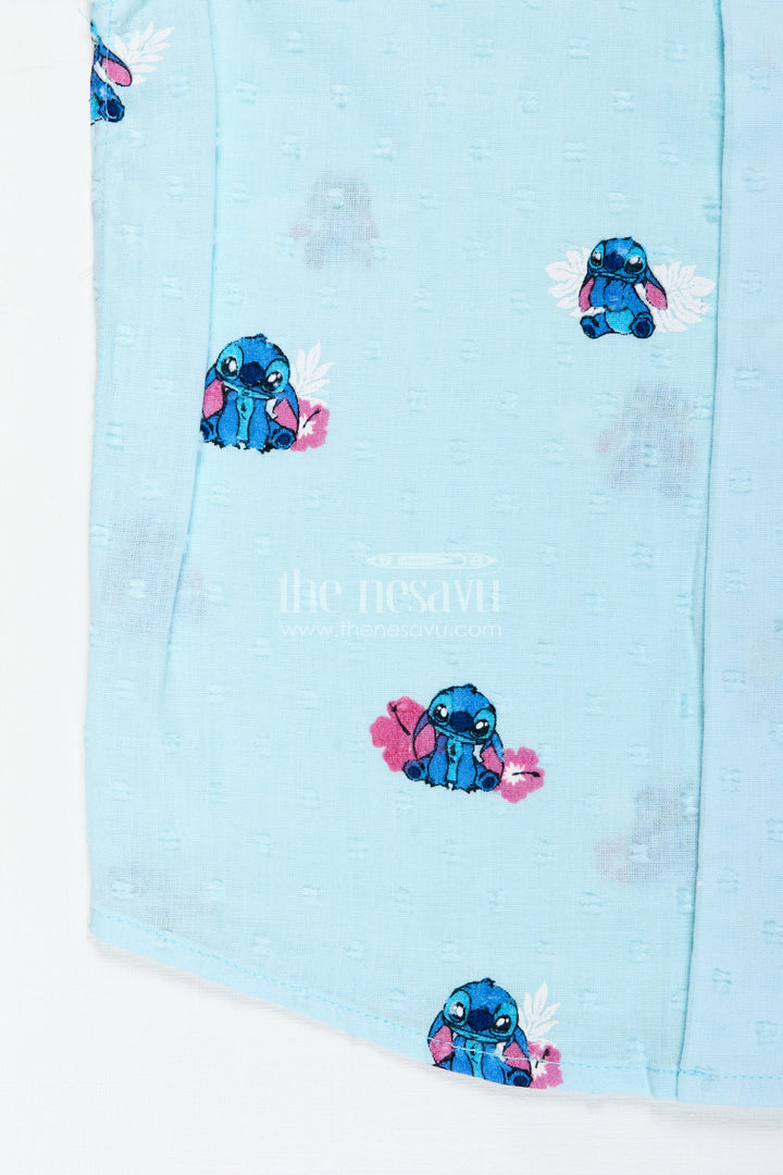 Fun Casual Shirt for Toddlers in Designer Georgette with Digital Cartoon Print on Light Aqua Base