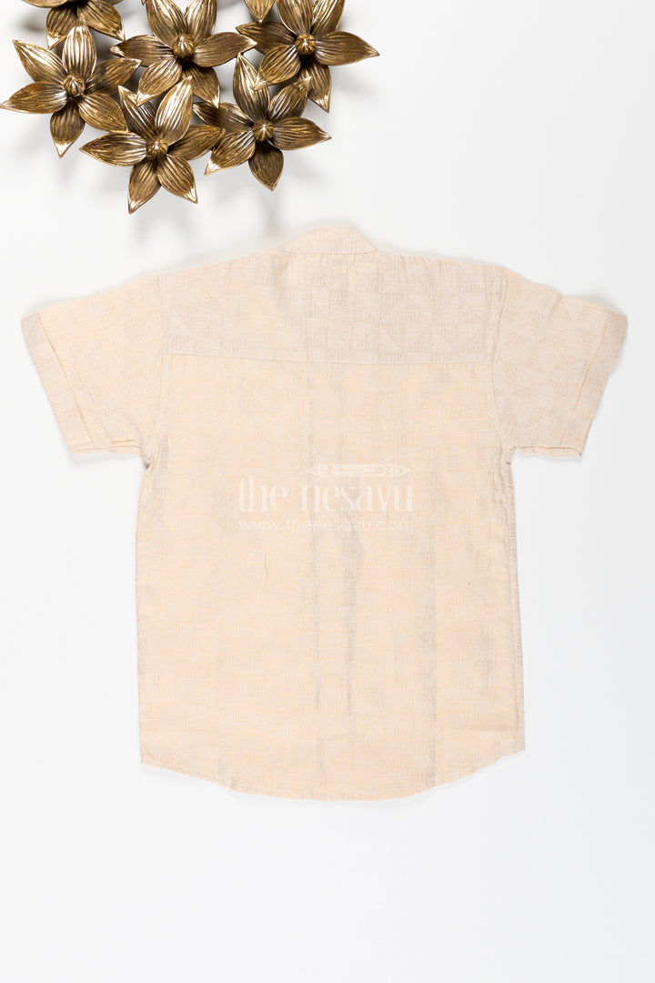 Boys Beige Tissue Kurta Shirt Traditional Wear For Weddings And Poojas