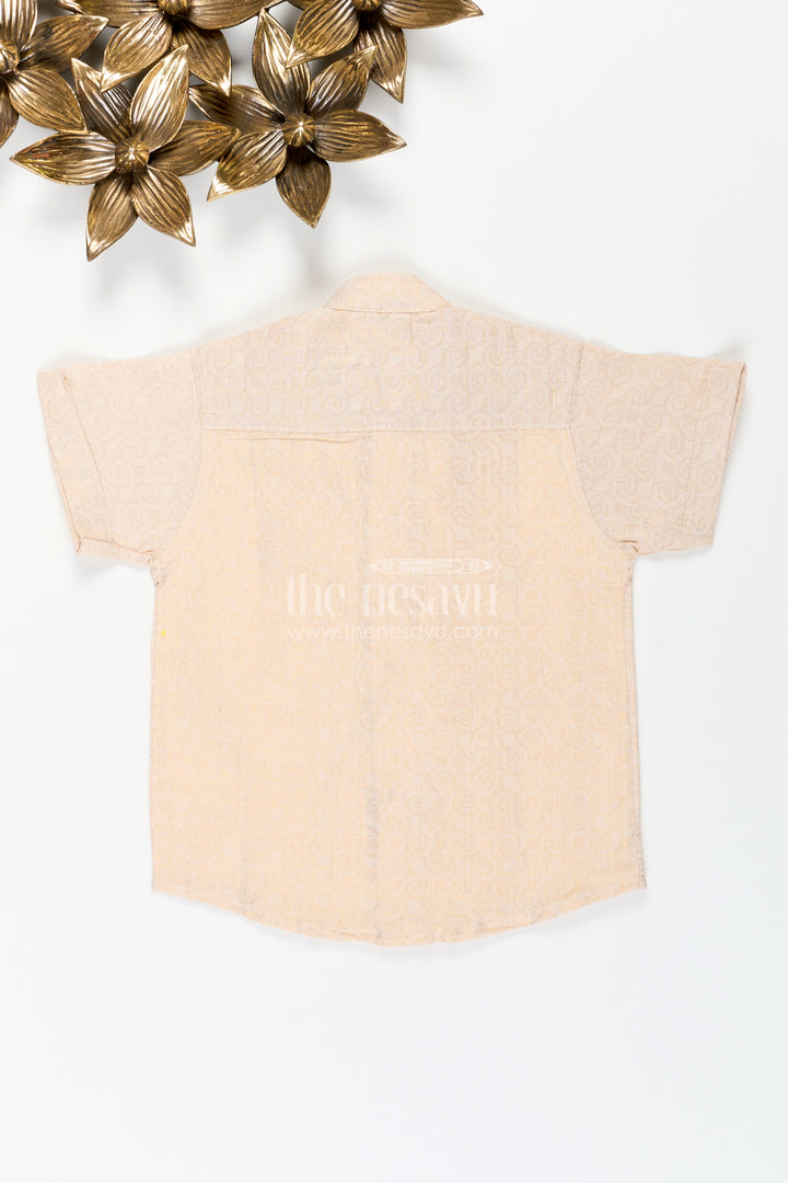 Boys Beige Tissue Short Kurta Shirt