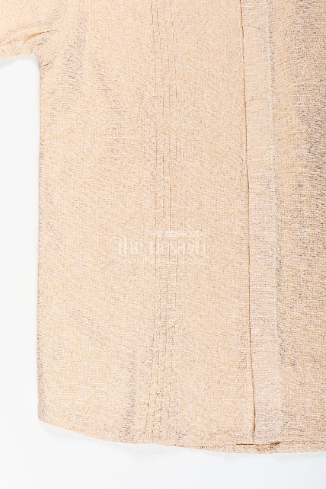 Boys Beige Tissue Short Kurta Shirt
