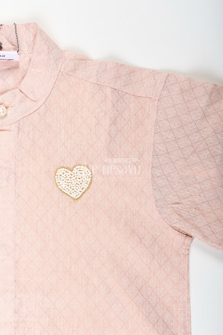 Boys Beige Tissue Kurta Shirt