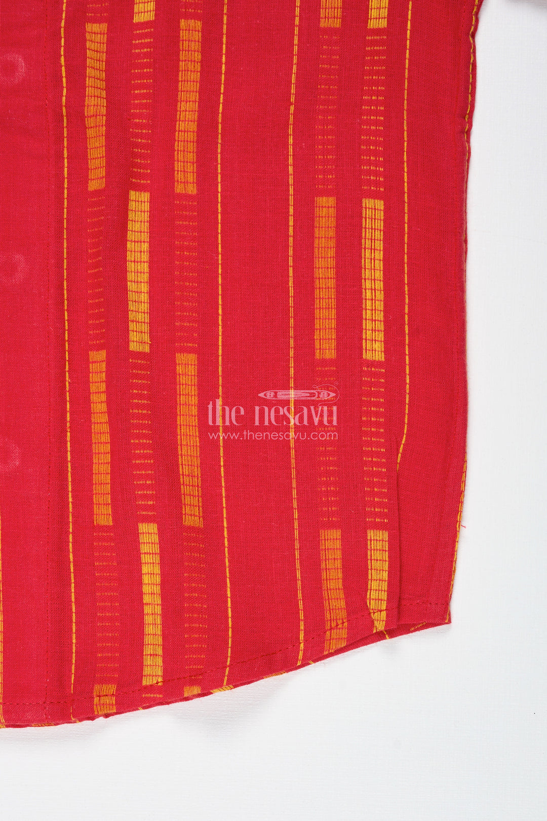 Red Cotton Dobby Boys Shirt For Festive Wear And Family Functions