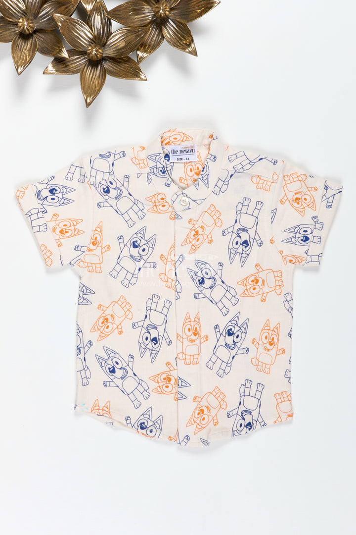 Cartoon Printed Muslin Boys Shirt For Playdates And Everyday Fun