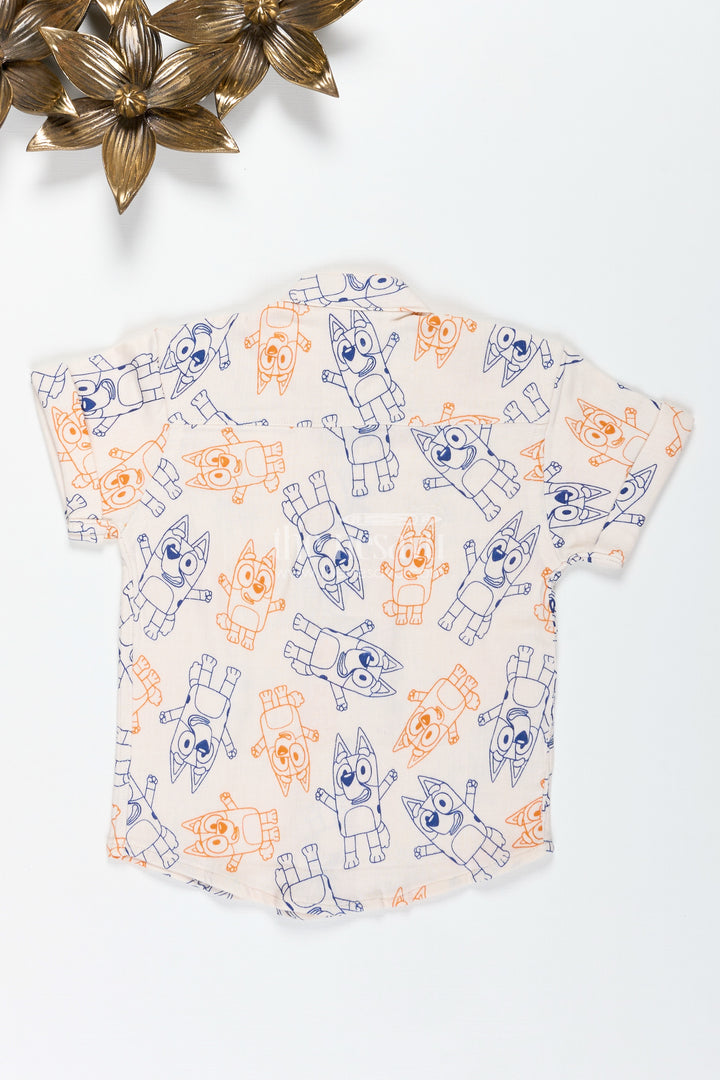 Cartoon Printed Muslin Boys Shirt For Playdates And Everyday Fun