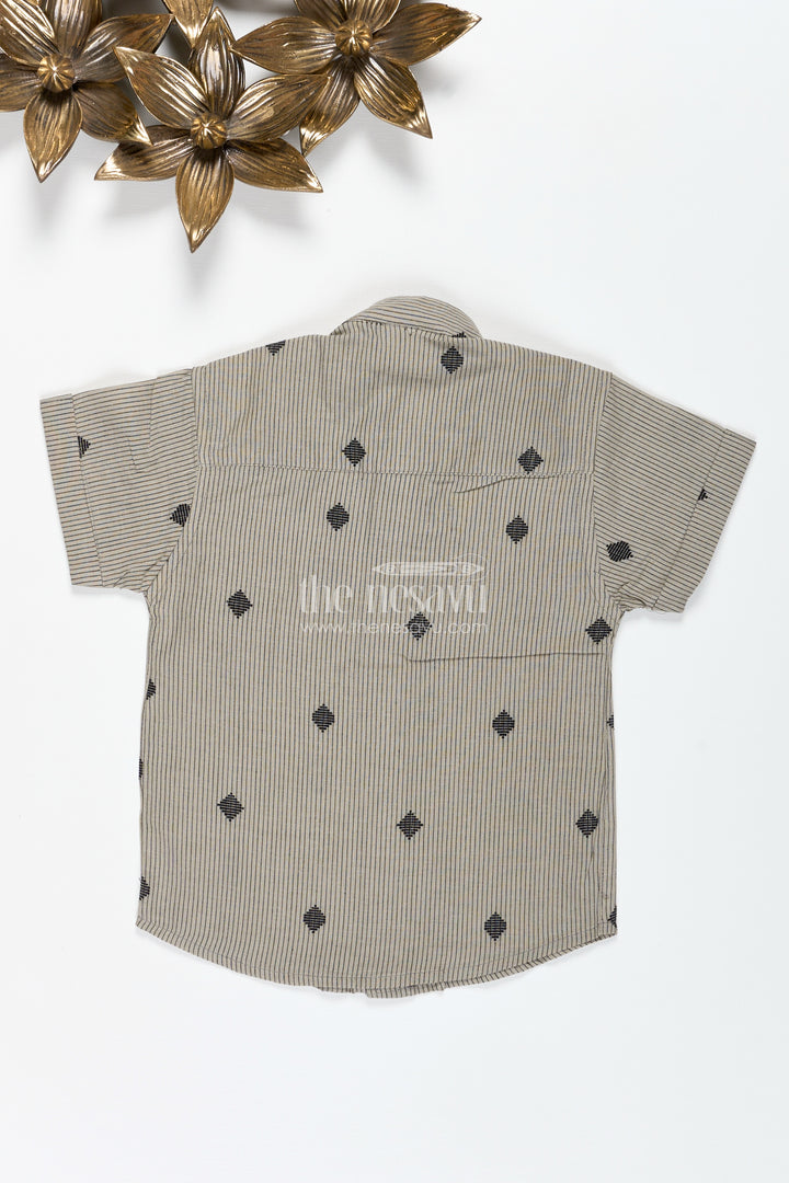 Boys Cotton Dobby Shirt With Woven Embroidery For Traditional Dressing