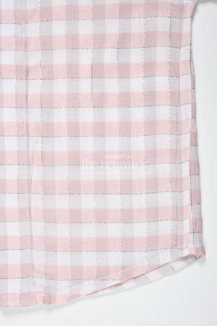 Boys Beige Checkered Shirt In Cotton Blend For Everyday Comfort And Style