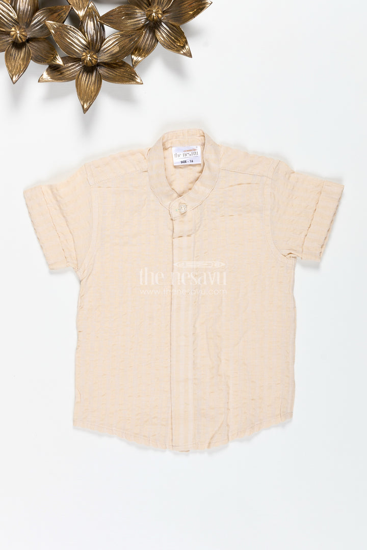 Boys Cream Cotton Shirt For Casual Festive Gatherings