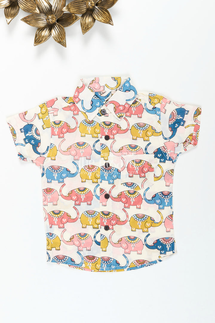 Boys cotton elephant print shirt for everyday wear and festive fun