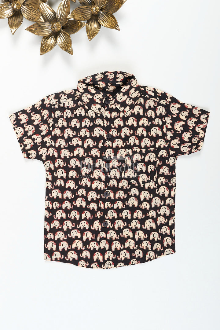 Boys elephant print cotton shirt for school events and playdates
