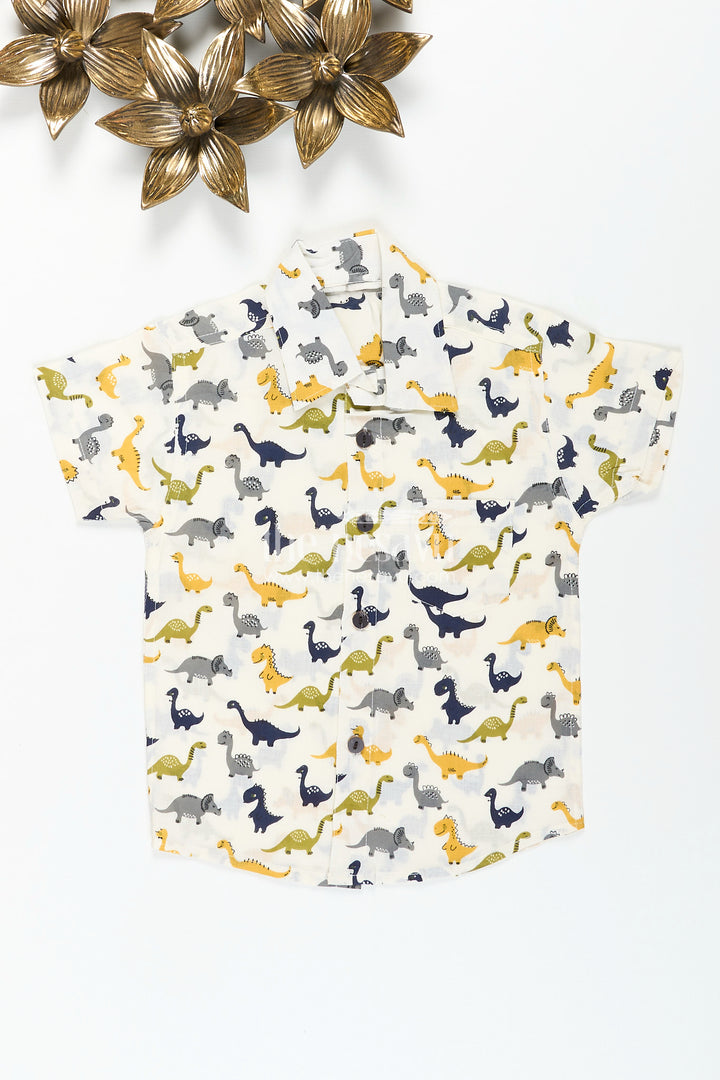 Boys dinosaur print cotton shirt for birthdays and weekend wear