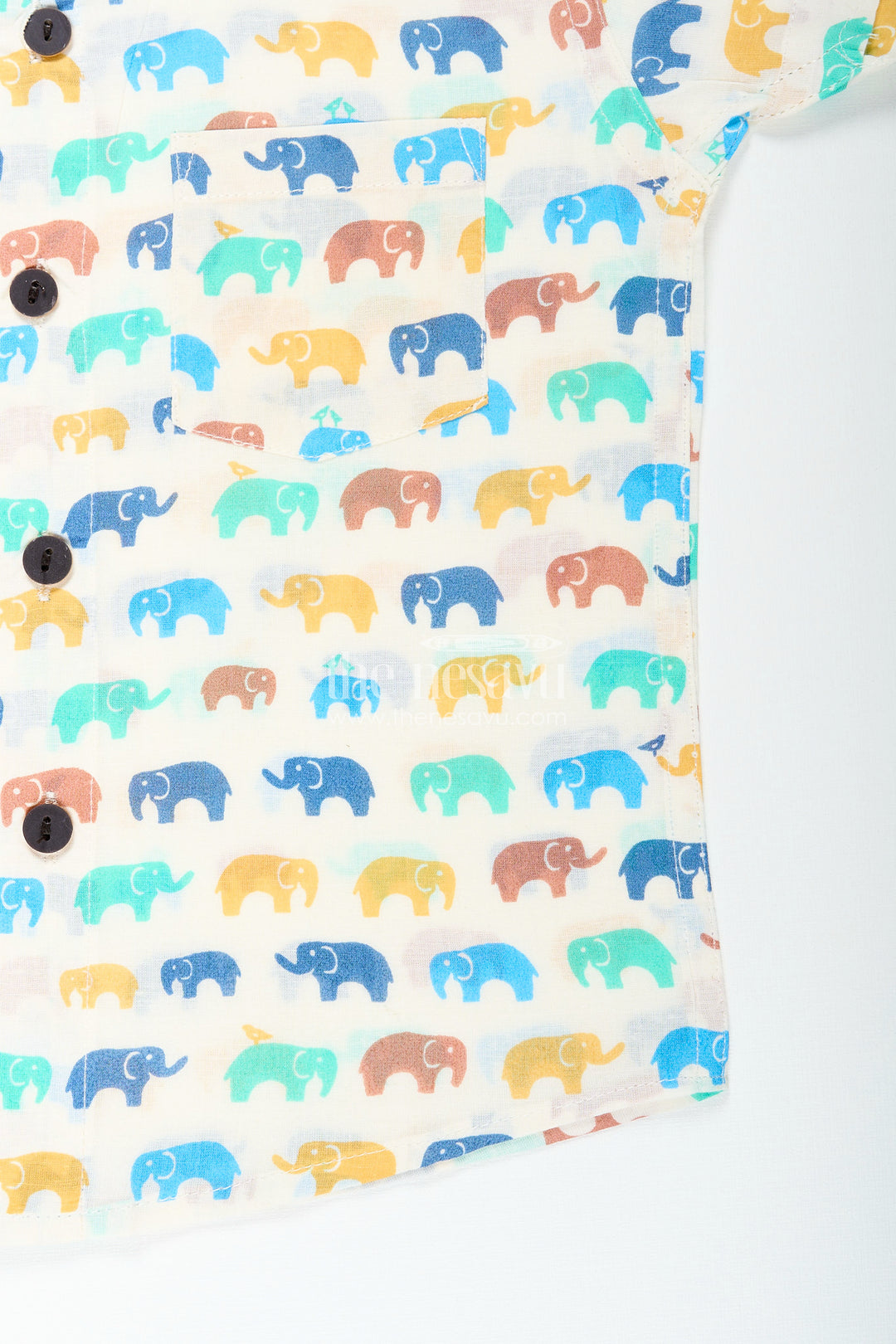 Boys elephant print shirt in pastel cotton for festive and everyday wear
