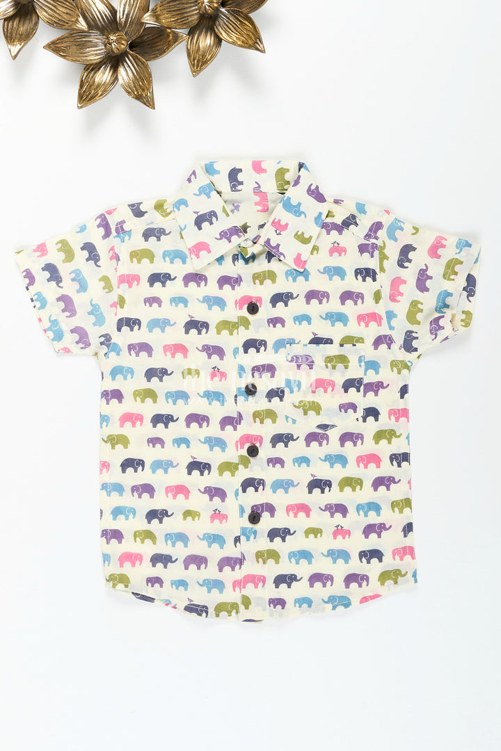 Boys multicolor elephant cotton shirt for birthdays and outings