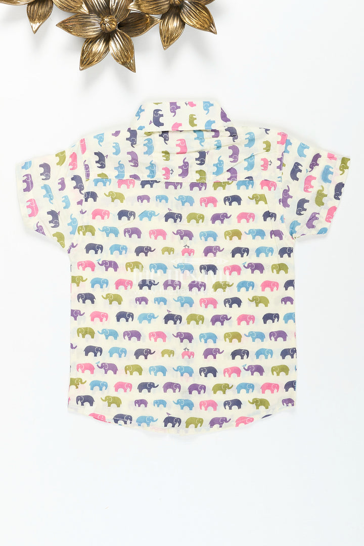 Boys multicolor elephant cotton shirt for birthdays and outings