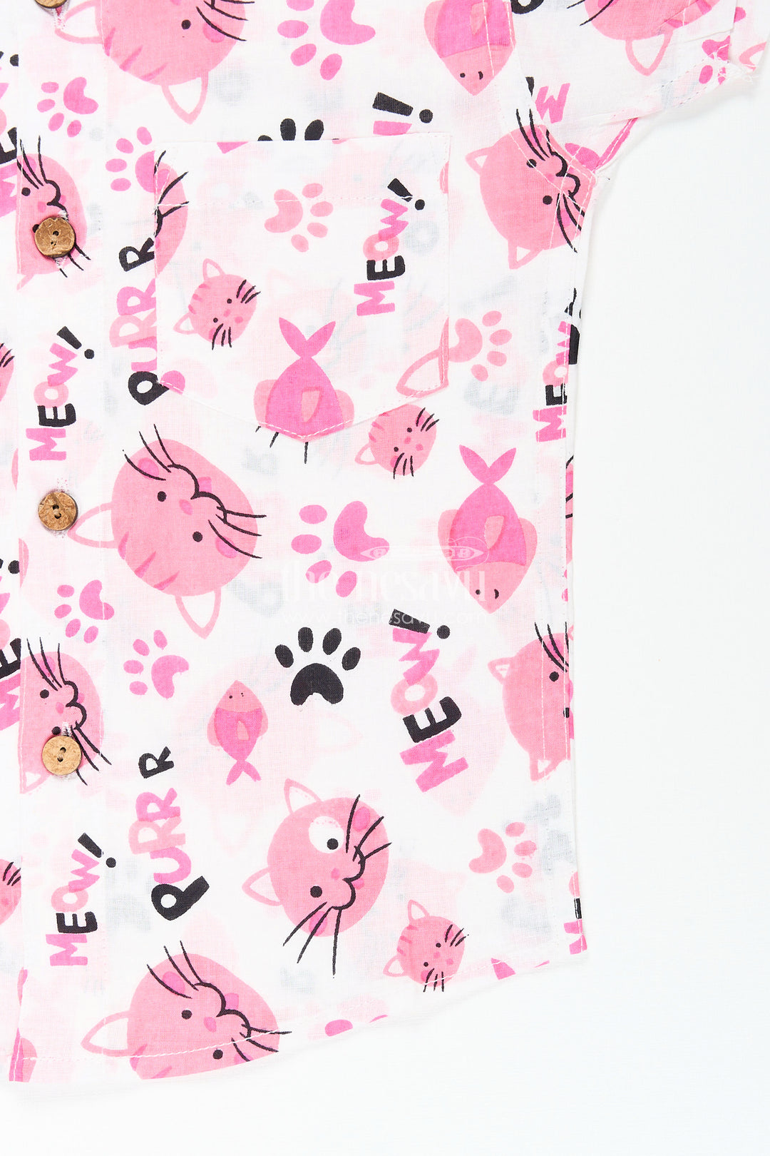 Boys pink cat print shirt for birthdays and playdates